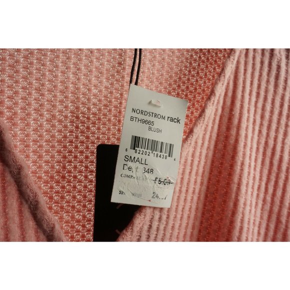 New Gibson Women's Small Pink Brushed Waffle Drape Faux Wrap Surplice V-Neck Top - Picture 4 of 10